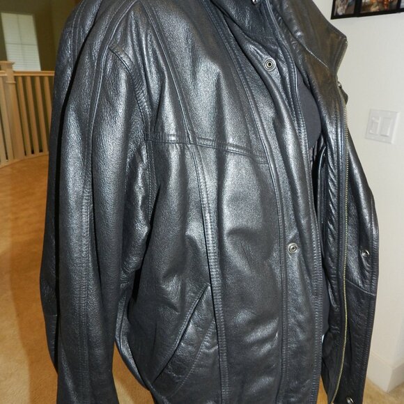 Wilsons Leather Vintage Black Leather Thinsulate Bomber Jacket Men's Size Medium - Picture 4 of 15